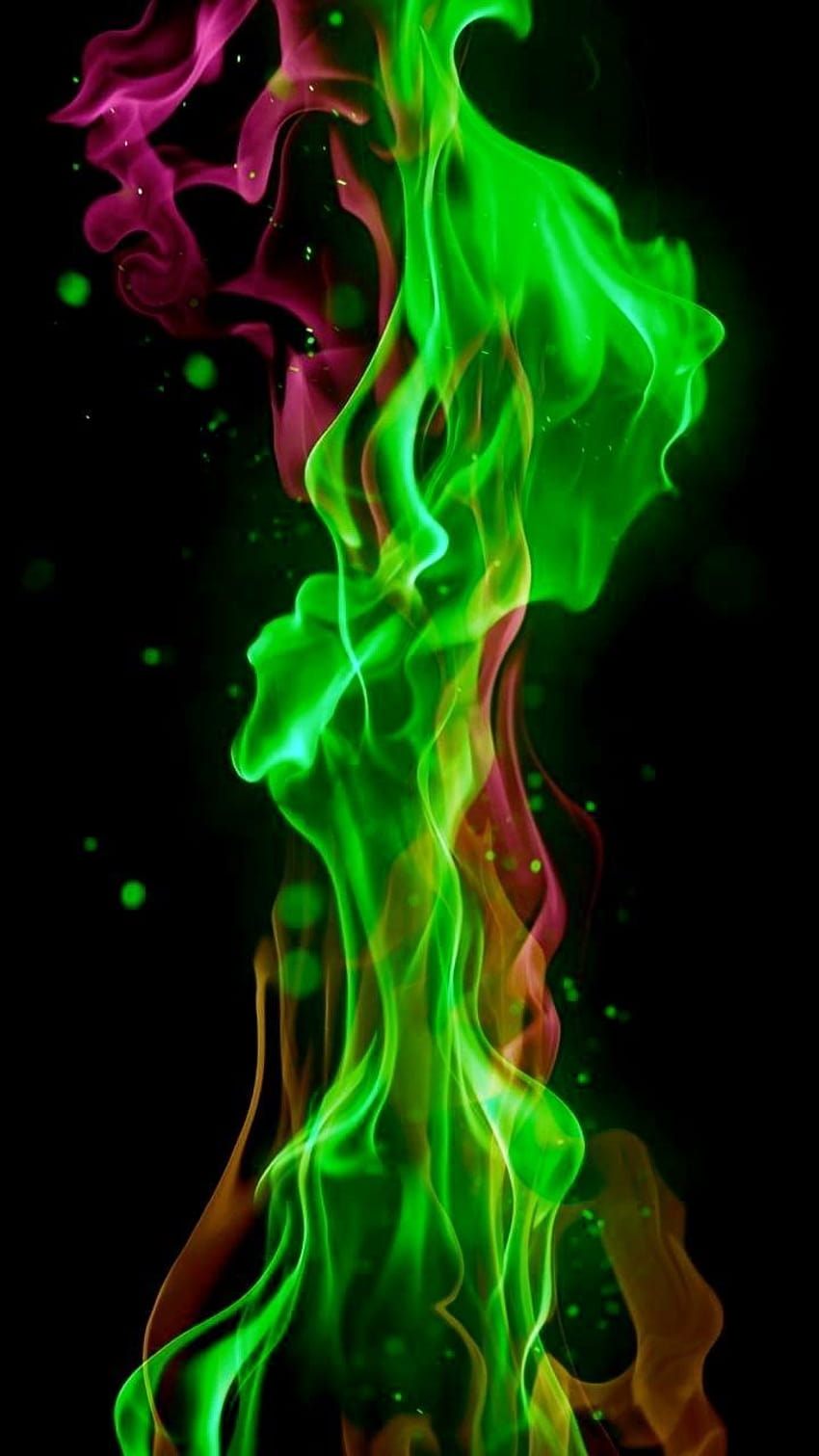 Neon Green Fire, green flames HD phone wallpaper