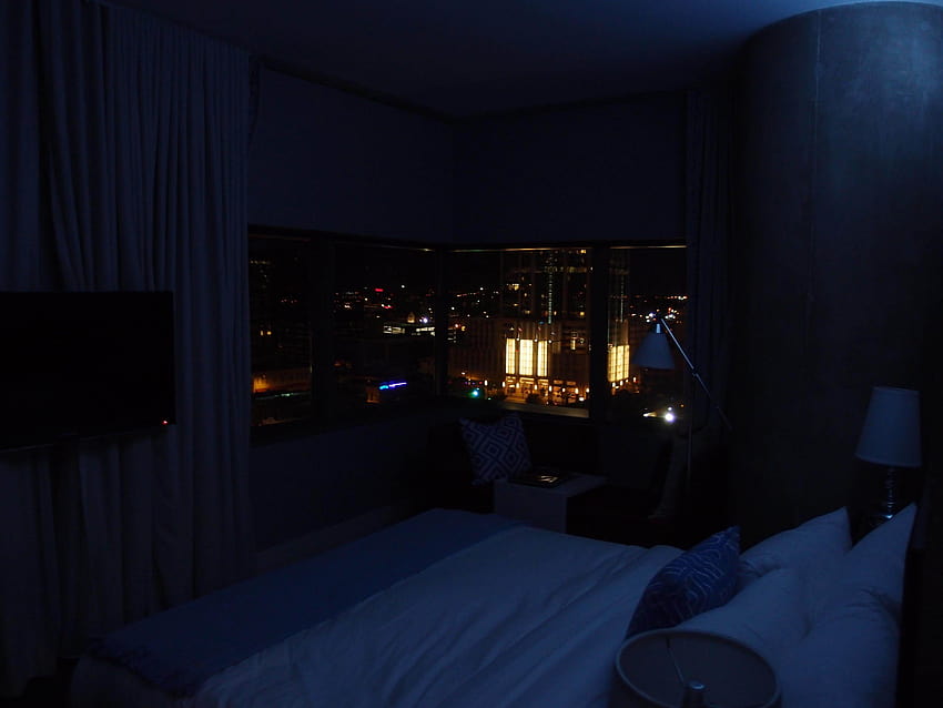Ciemna sypialnia w nocy, pokój nocny Tapeta HD