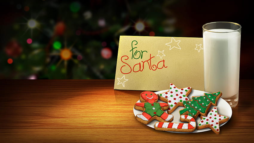 Santa Milk and Cookies Christmas Backgrounds, cookie and milk santa HD wallpaper