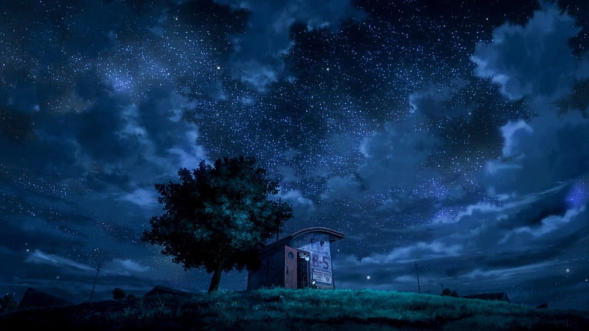 Night Anime Landscape, estética anime sky ps4 fondo de pantalla