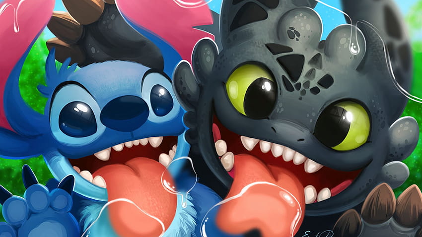 Stitch, Lilo And Stitch, Toothless, How To Train Your Dragon, Crossover, , Background, D0fad7, stitch pc HD wallpaper