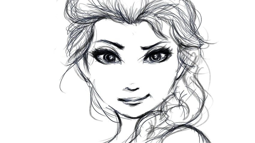 Sketsa Elsa, pensil yang mudah Wallpaper HD