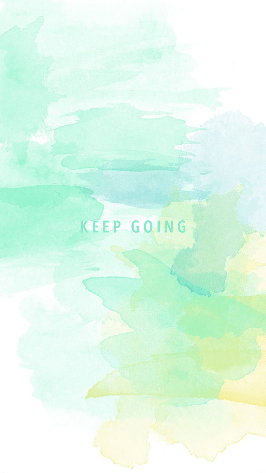 Mint Green Yellow Watercolour Keep Going Iphone, pastel green aesthetic HD phone wallpaper