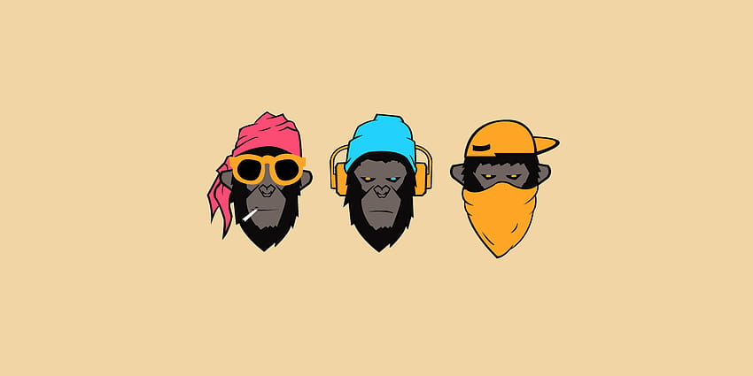 Illustration de conception de trois singes sages Fond d'écran HD
