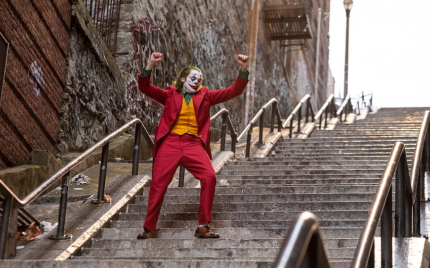 Joker Joaquin Phoenix Escaleras, escaleras comodín fondo de pantalla