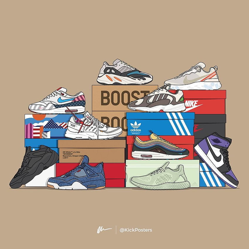 KickPosters autorstwa Dana bairna na Instagramie: „Jaki jest Twój but roku do tej pory?, animowany sneaker Tapeta na telefon HD