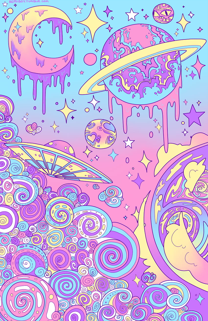 Pastel Goth Kawaii Espacio fondo de pantalla del teléfono