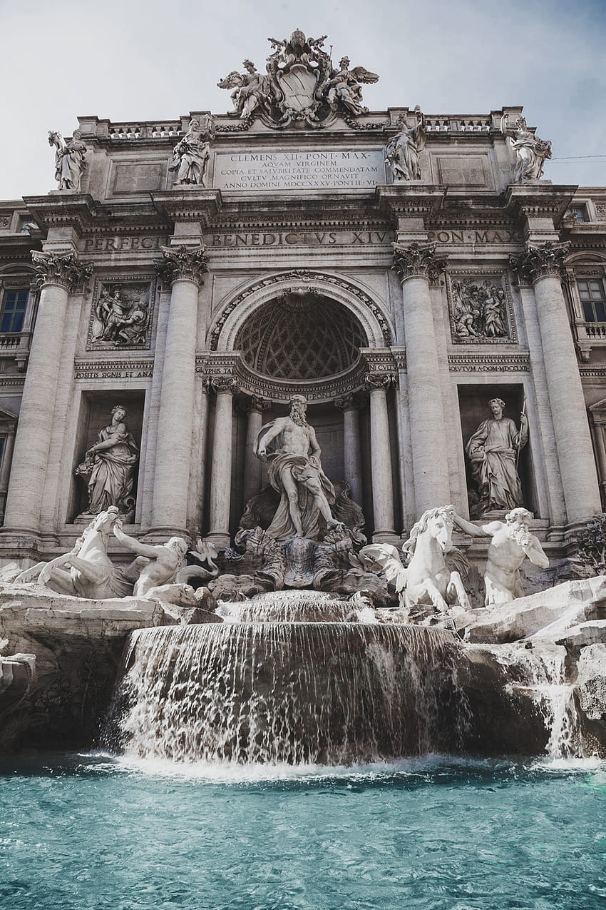 분수 이탈리아 로마 트레비 동상 조각 여행 예술, 로마 동상 HD 전화 배경 화면