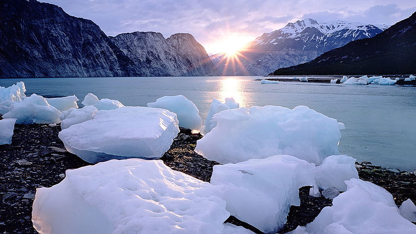 ледена планина прохладен естествен фон, ледено езеро HD тапет