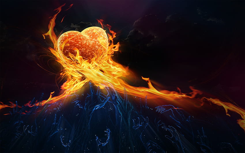 Fire Heart Digital Art, Artist, Backgrounds, and HD wallpaper