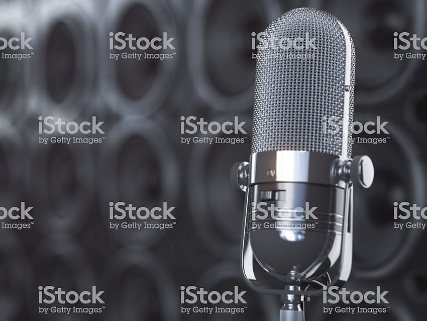 Mikrofon Na Czarnym Tle Z Profesjonalnych Głośników I Profesjonalnie Edytowany Mikrofon Tapeta HD
