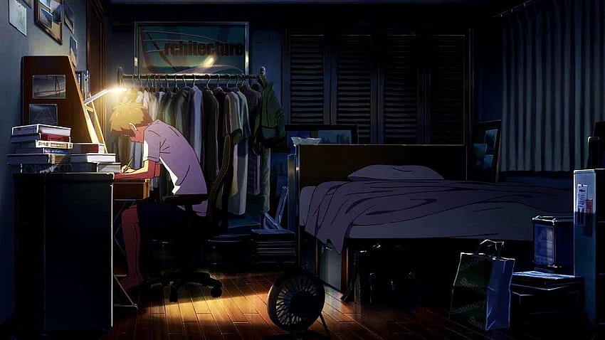 Anime Bedroom, anime office HD wallpaper