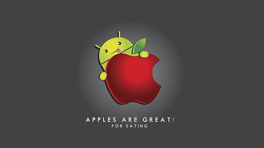 Android isst Apfel HD-Hintergrundbild