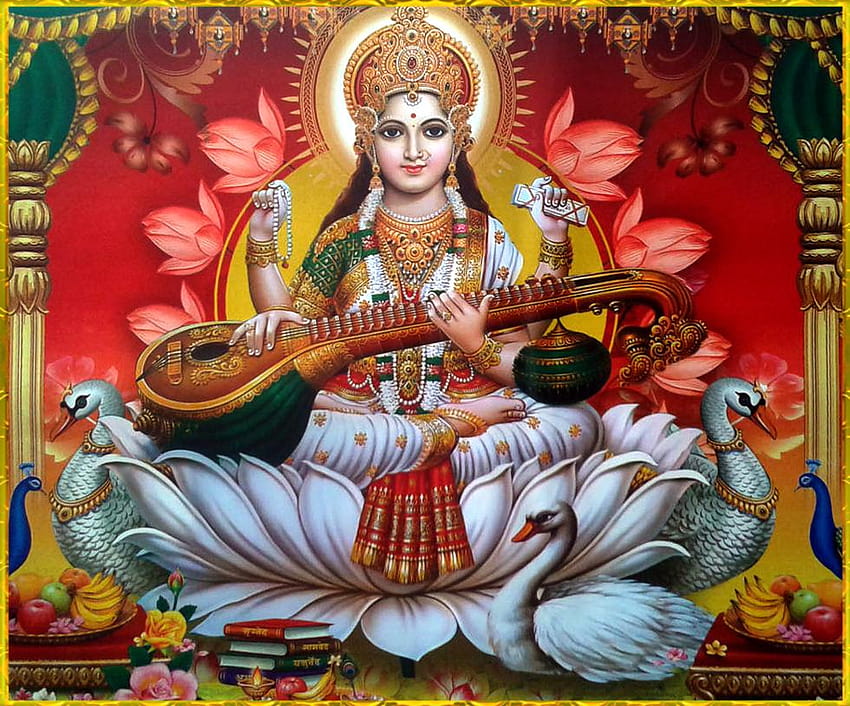 Beautiful Saraswati Maa 1, saraswati devi HD wallpaper