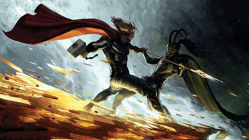 comics, Thor, Loki / and Mobile Backgrounds, anime thor HD wallpaper