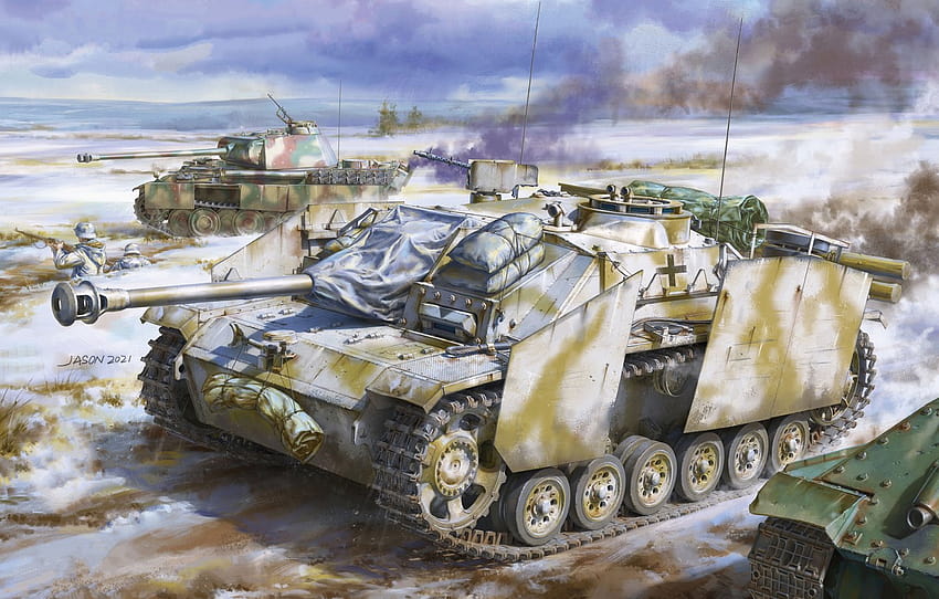 Winter, Tank, SAU, StuG III, StuG 40, Pz. V Panther , section оружие, sturmgeschutz iii HD wallpaper