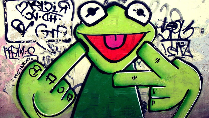 Gangsterskie słowa Z Artistic Frog Graffiti, maska ​​​​gangsterska graffiti Tapeta HD