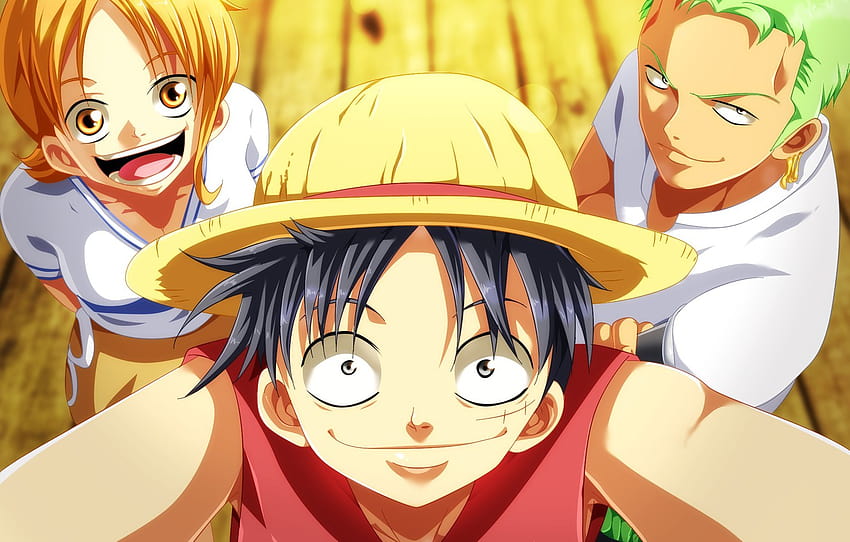 Freude, One Piece, Lächeln, Charaktere, Ruffy x Nami HD-Hintergrundbild