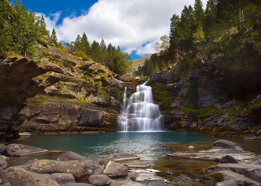 : Spain, aragon, falls, stones, clearly, clouds, sky HD wallpaper
