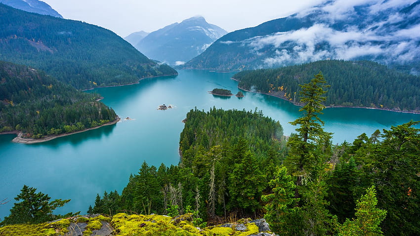 Diablo Lake In Washington State Usa Forest Mountains Green Pine, diablo lake overlook HD wallpaper