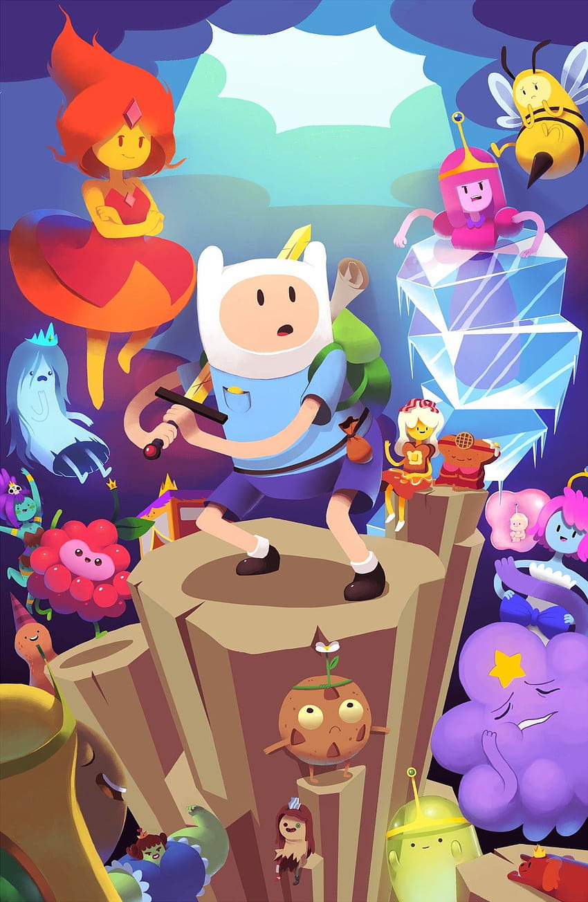 Finn the Human, Princess Bubblegum, Lumpy Space Princess, Flame Princess, Cartoon, Adventure Time / and Mobile Backgrounds Papel de parede de celular HD