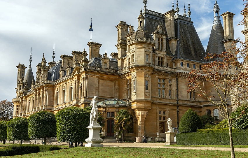 The city, House, UK, Mansion, Waddesdon Manor, Sculpture , section город HD wallpaper