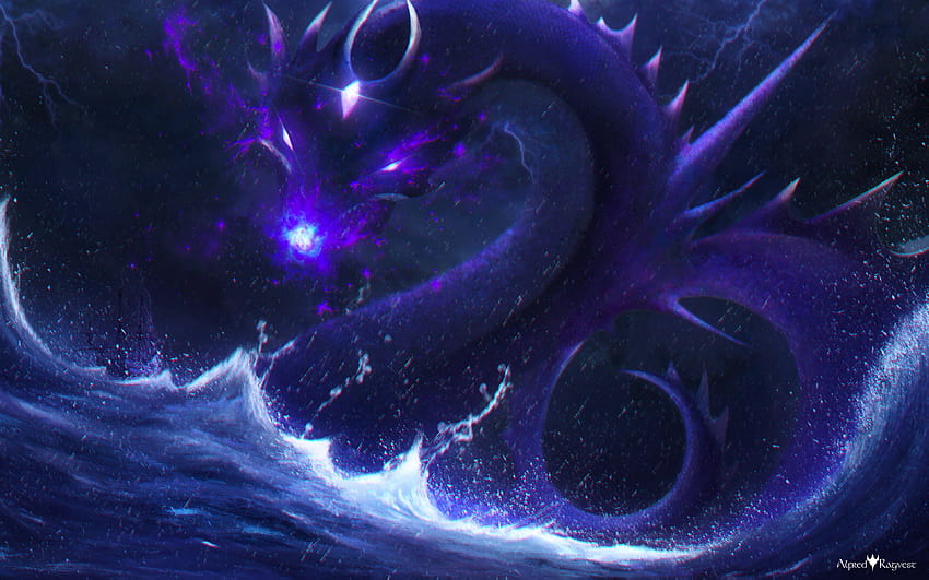 Dragón púrpura sobre perro, dragón relámpago púrpura fondo de pantalla