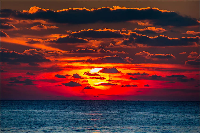 Sunset, sea, ocean, clouds » Nature, clouds at sunset HD wallpaper | Pxfuel