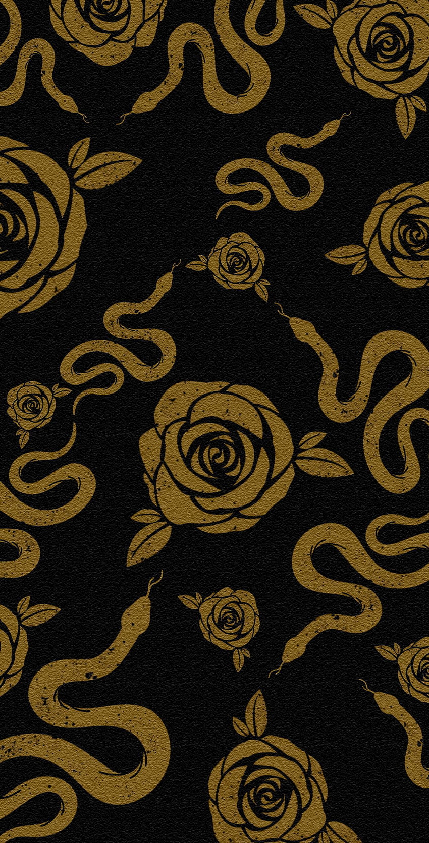 Węże i róże, złote węże Tapeta na telefon HD