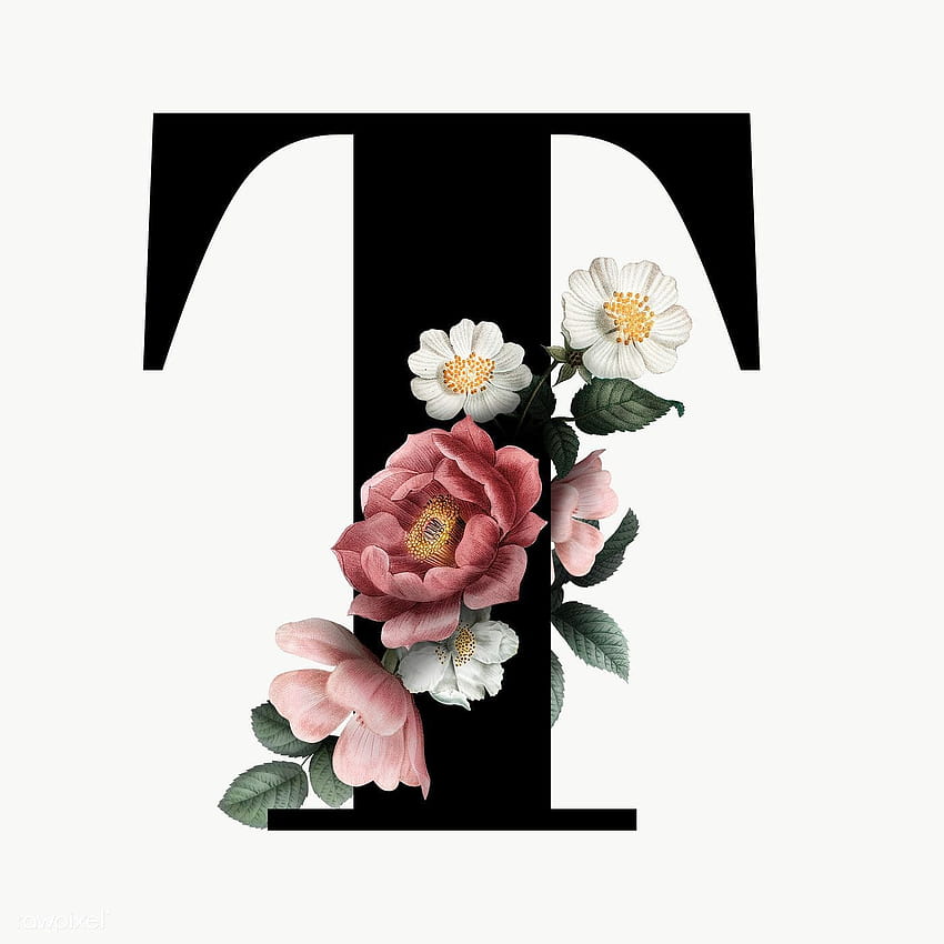Classic and elegant floral alphabet font letter T transparent png HD phone wallpaper