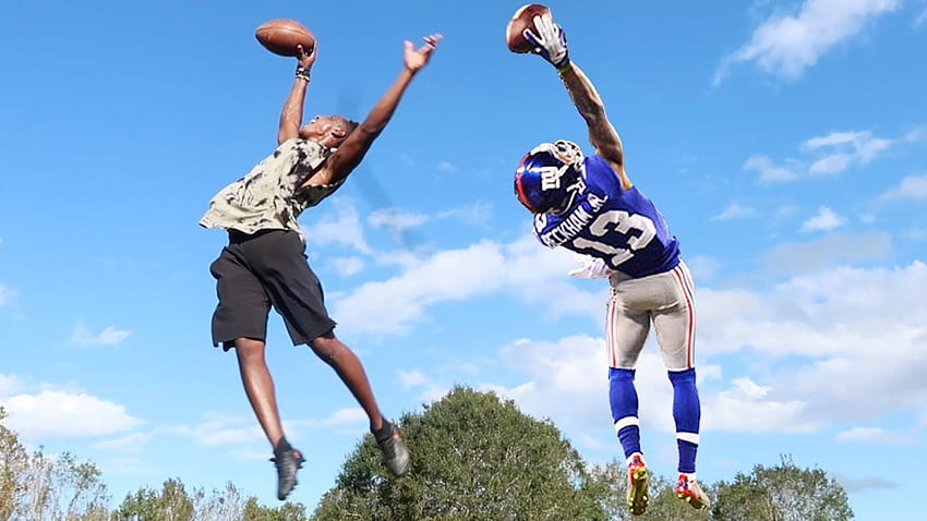 ODELL BECKHAM ONE HANDED CATCH CHALLENGE!, football one handed catches HD wallpaper