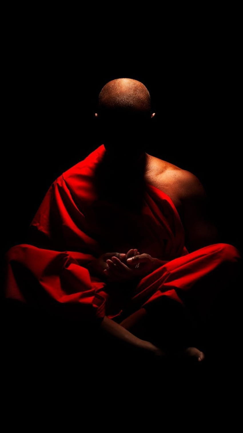 Монах бойни изкуства медитация черен фон Шаолин HD тапет за телефон