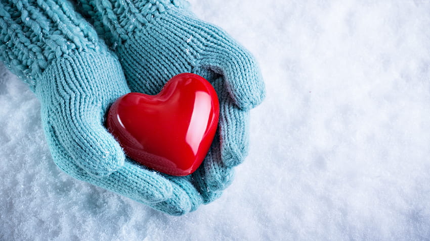 Amor conservado em estoque, mão, neve, coração, Estoque, corações na neve papel de parede HD