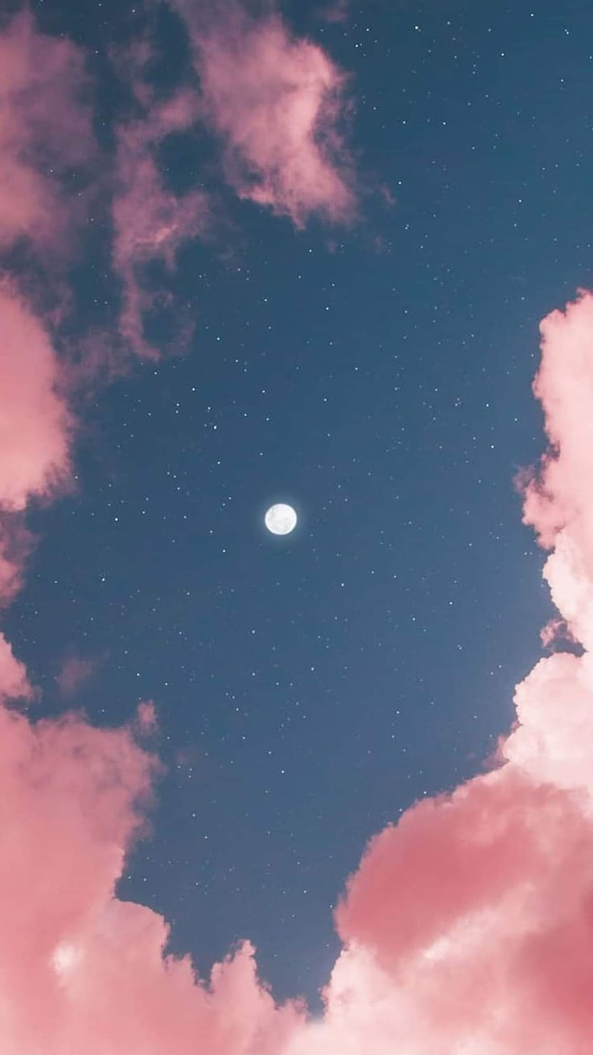Cielo azul lleno de estrellas y nube rosa...idea fondo de pantalla del teléfono