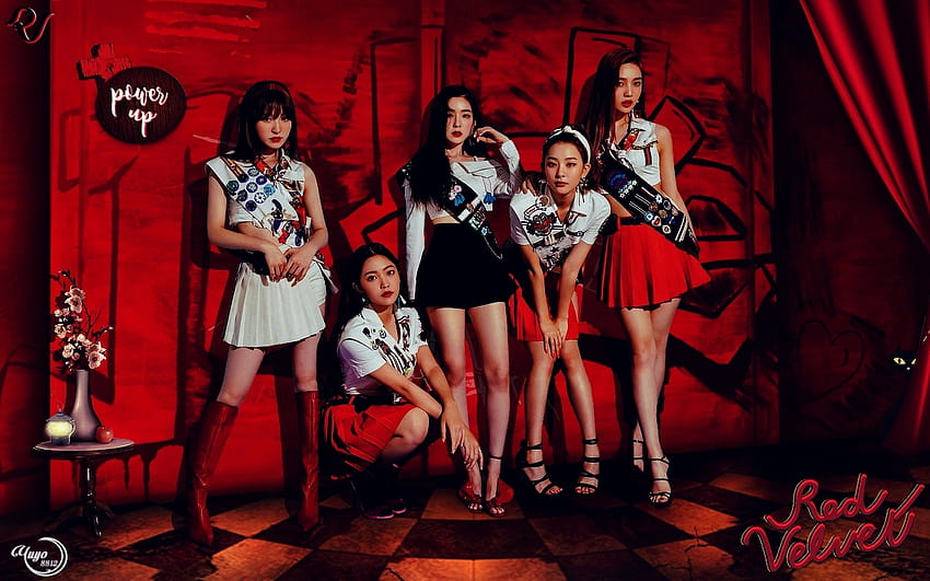Red Velvet Power Up, red velvet logo HD wallpaper