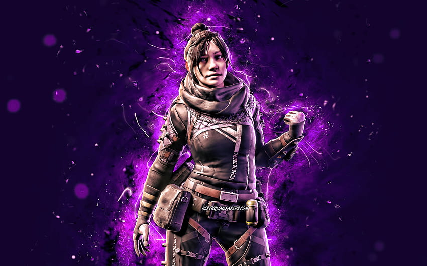 Wraith, violet neon lights, Apex Legends, warriors, Apex Legends characters, Wraith Skin, Wraith Apex Legends with resolution 3840x2400. High Quality HD wallpaper