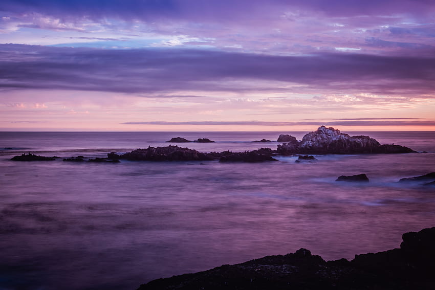 Sundown over the Point Lobos ocean waters, carmel by the sea HD wallpaper