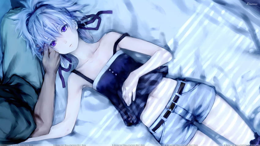 Cartoon Girl Laying On Bed In Sad Mood, anime girl on bed with boy HD wallpaper