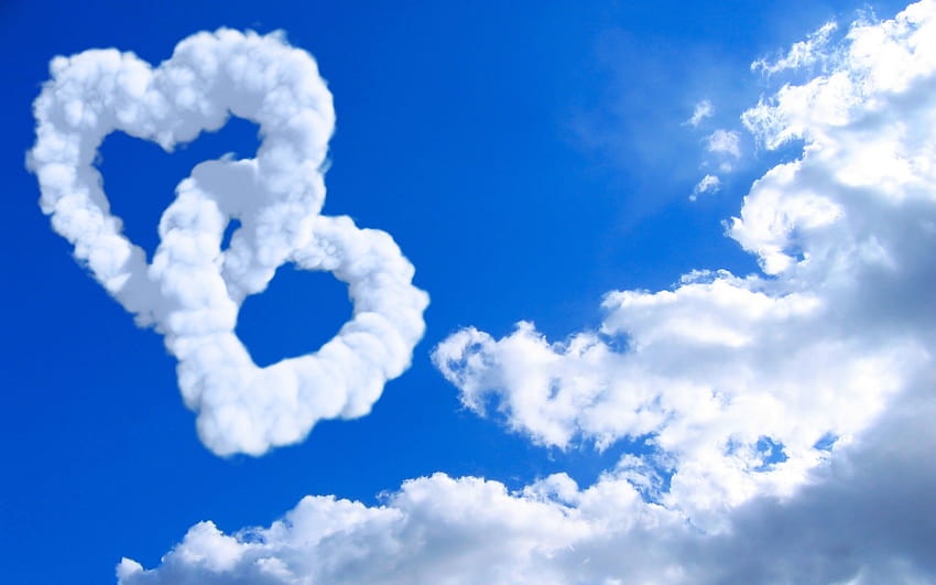 Hearts in Clouds, interlocking hearts HD wallpaper