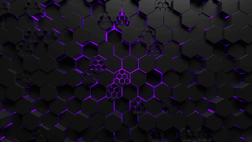 Hexagon Tech, purple hexagons HD wallpaper