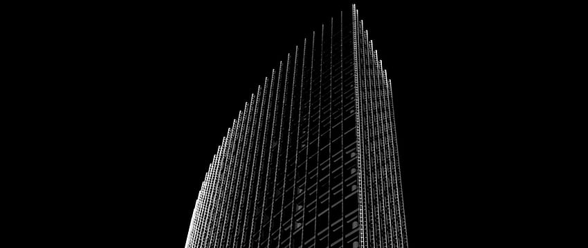 2560x1080 skyscraper, building, black and white, minimalism, architecture, facade dual wide backgrounds, black building HD wallpaper
