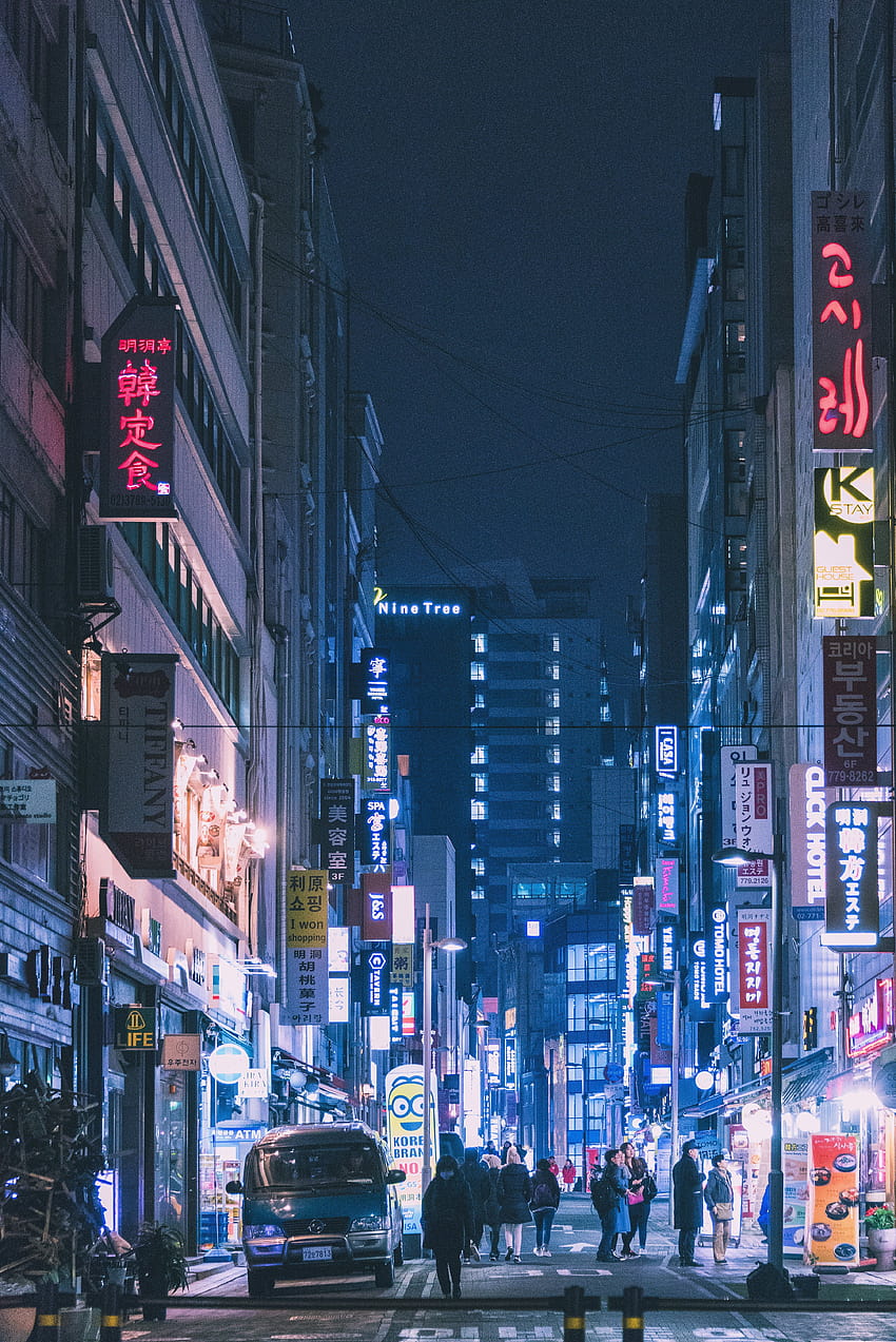 Strada a Seoul, Corea del Sud, iphone coreano Sfondo del telefono HD