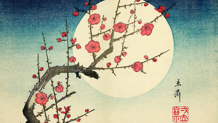 : Utagawa Hiroshige, fleurs, art traditionnel, Art japonais, gravure sur bois 1920x1080 Fond d'écran HD