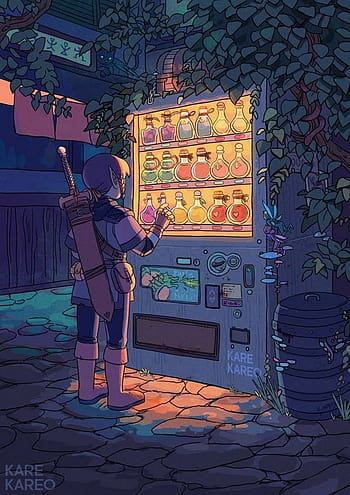 HD wallpaper Anime Original Girl Night Vending Machine  Wallpaper  Flare