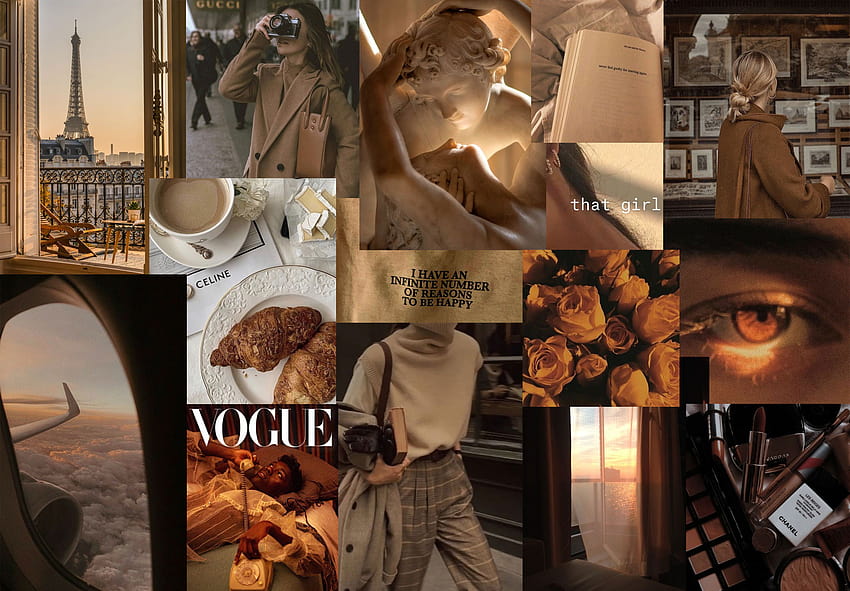 Brown Collage : Paris Brown Collage 1, brown aesthetic collage HD wallpaper
