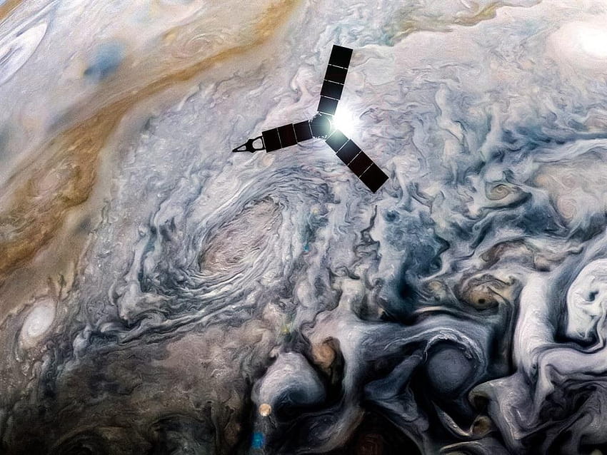 La sonde Jupiter de la NASA vient de renvoyer une nouvelle fascinante de l'orbite elliptique Fond d'écran HD