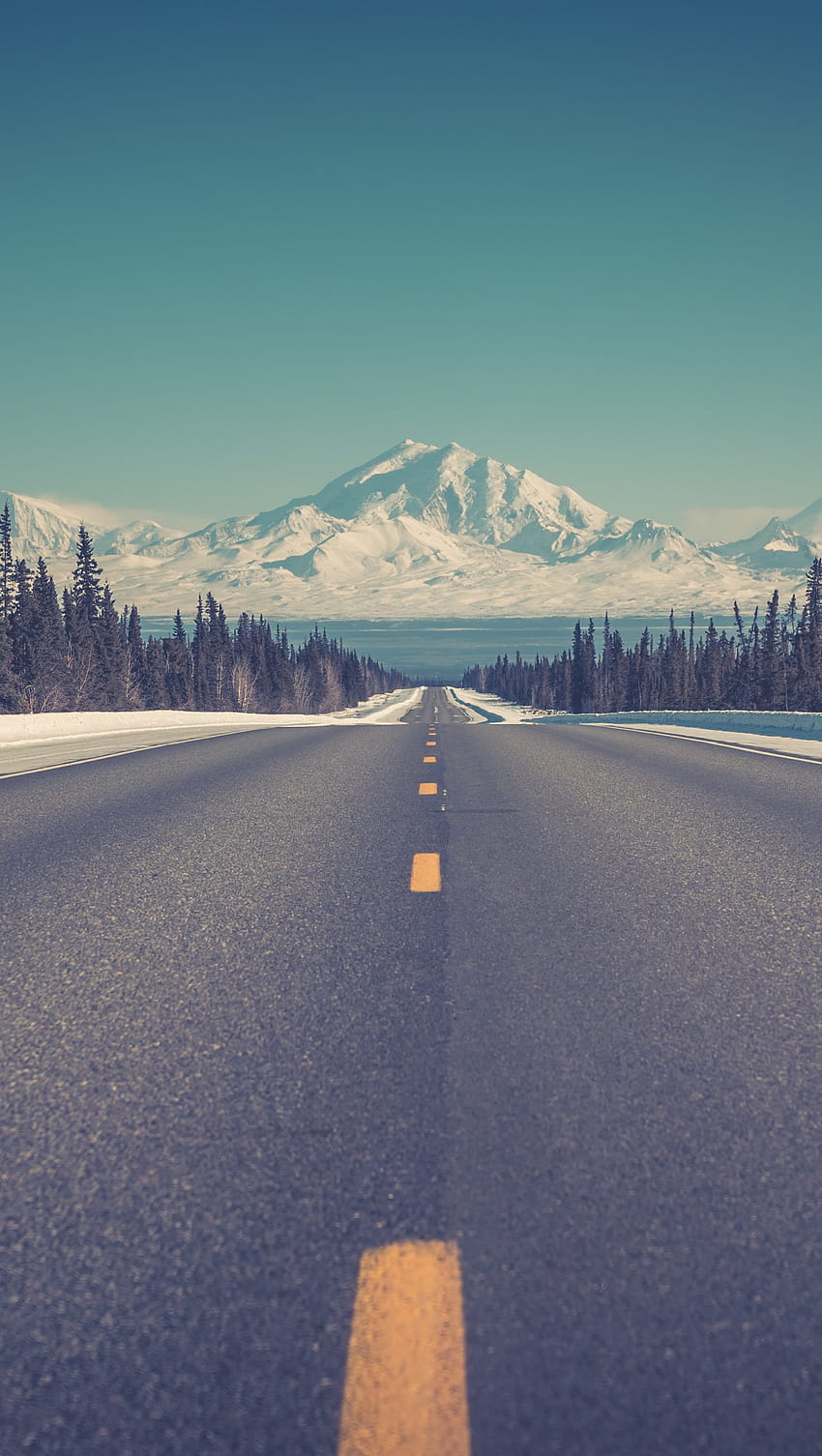 Road to mountains in winter ID:3356, road vertical HD phone wallpaper