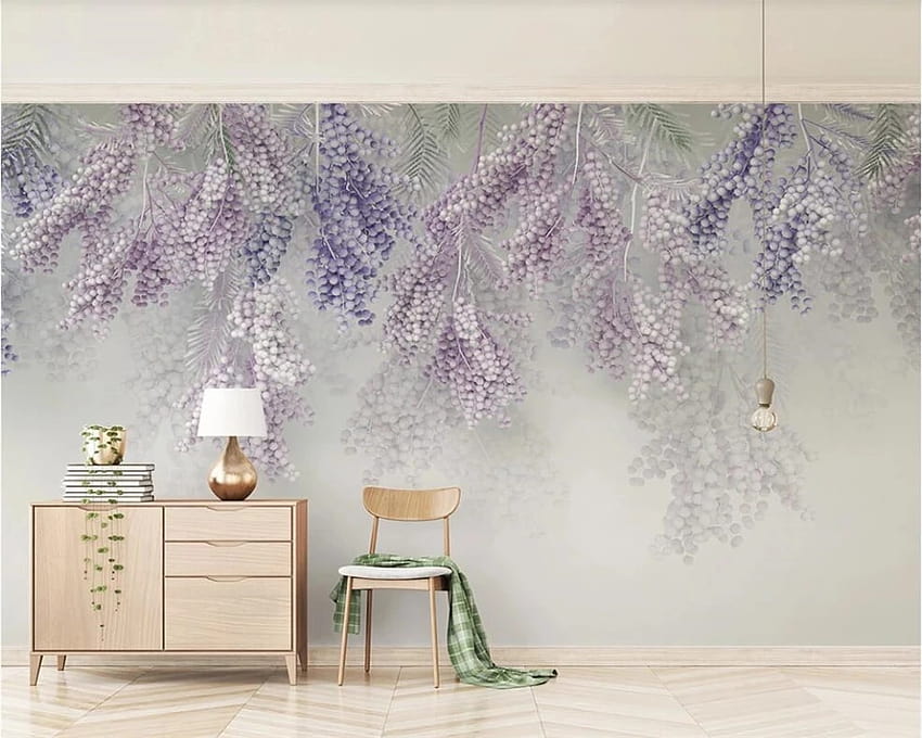 beibehang Custom hand painted new small fresh lilac fruit 3d stereo TV backgrounds home decor HD wallpaper