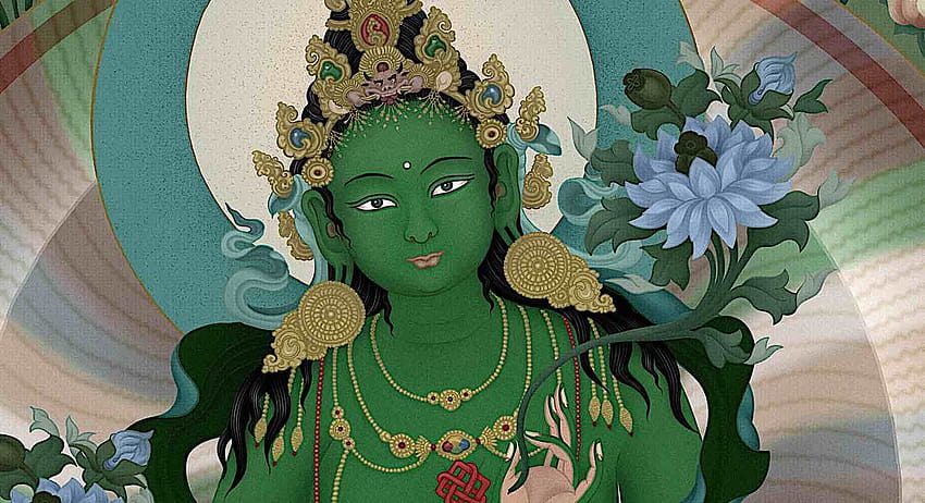 タラの原則：知恵、思いやり、活動、緑のタラ 高画質の壁紙