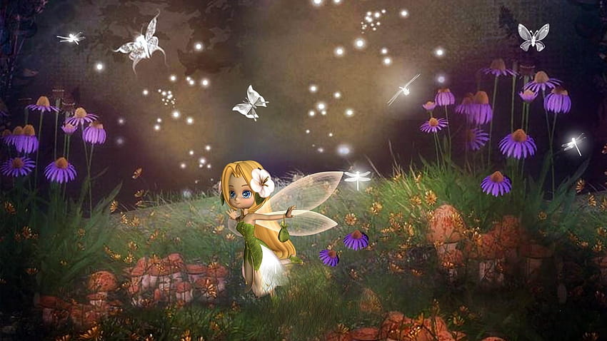 Fairy Backgrounds, garden fairy HD wallpaper